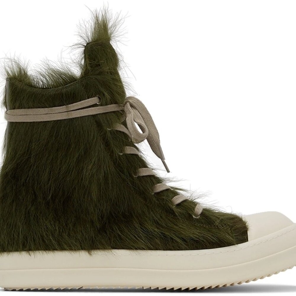 RARE Rick Owens green calf-skin high tops size 40 unisex